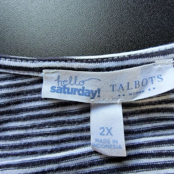 Talbots Sleeveless Dress 2X Black White Striped A-Line Coastal Lounge Activewear - Picture 12 of 13